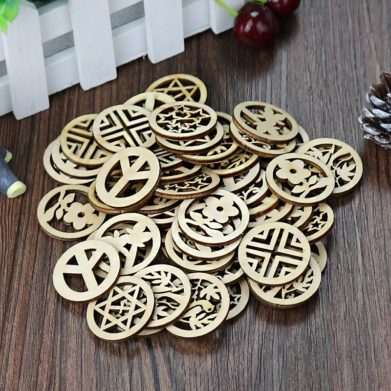 Buy Mixed Design Round Carve Patterns Wooden Slices