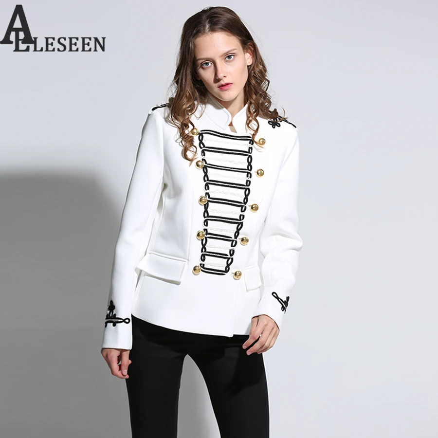 Baroque Ladies Jackets 2018 Autumn New Gothic Fashion Full Sleeve Designs Line Embroidery White Fashion Women Luxury Jacket 