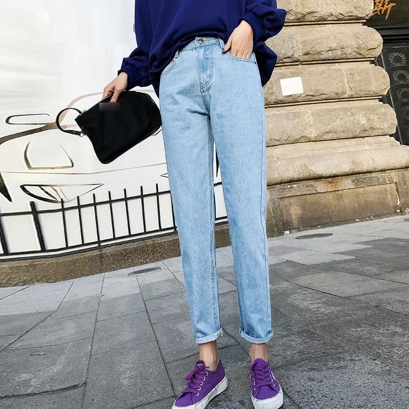 Jeans For Women High Waist Cotton White Harem Mom Jeans Spring 2020 New Plus Size Black Women Jeans Denim Pants Beige Blue