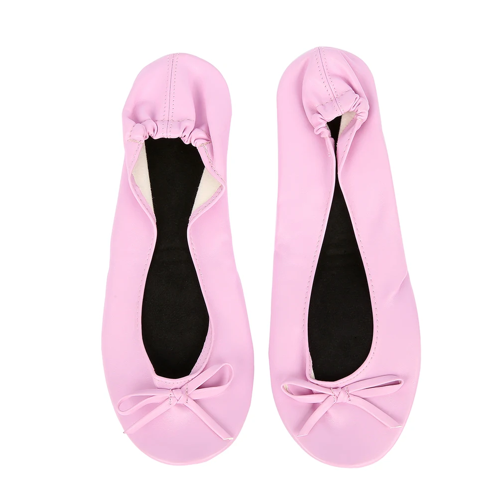 

Pink Shoe Flats Portable Fold Up Ballerina Flat Shoes Roll Up Foldable Ballet After Party Shoe For Bridal Wedding Party Favor