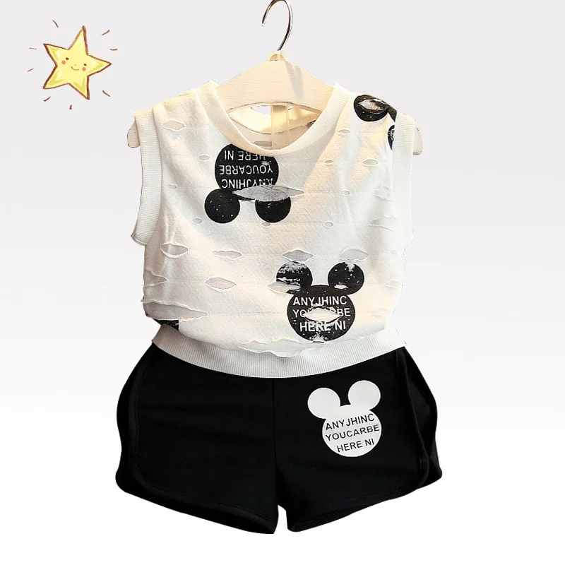 

High quality Girls Clothes Summer Minnie Girls Clothing Sets Children Leisure Costume for Girls Kids Clothes White Shirt+pant