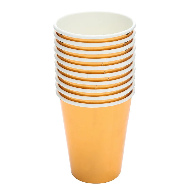 

10pcs Rose Gold Party Disposable Paper Cups Juice Cup DIY Decoration Baby Shower Kids Birthday Wedding Picnic Tableware Supply