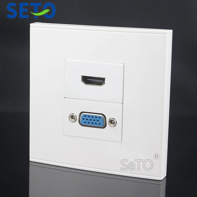 SeTo 86 Тип L-образный VGA локоть + HDMI соединитель настенная пластина гнездо Keystone