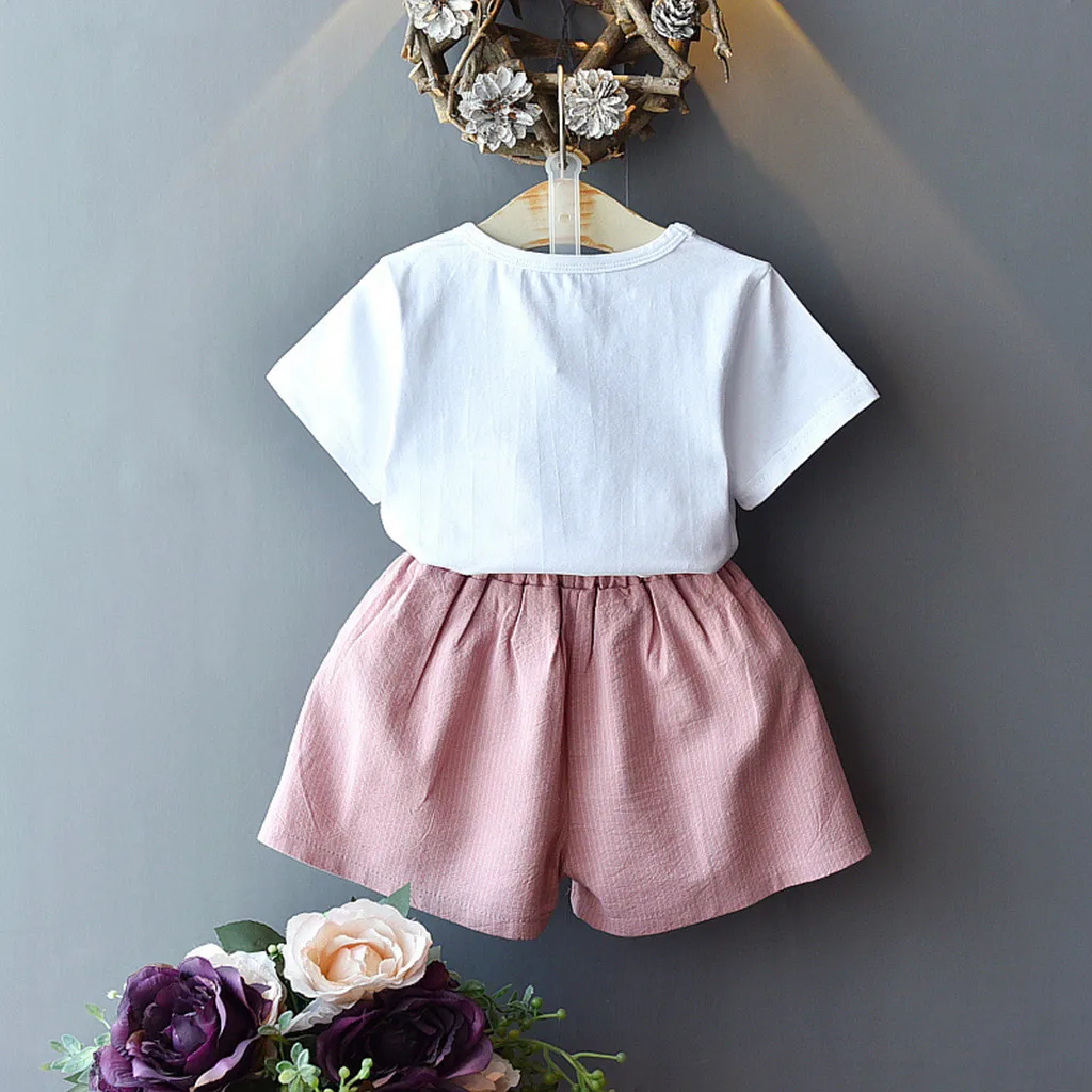 Одежда для маленьких девочек с принтом смайлика в комплекте; футболка+ шорты; 1 комплект