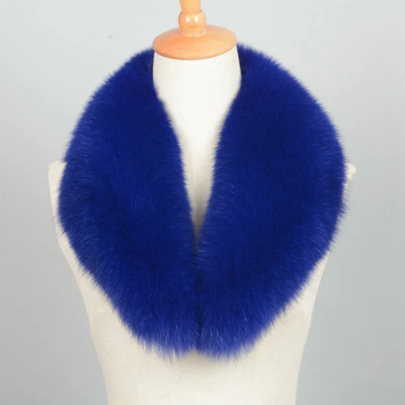 Кожаный меховой воротник женский зимний натуральный мех лисы воротник модный теплый тонкий женский Мягкий шарф пальто воротник - Цвет: Blue