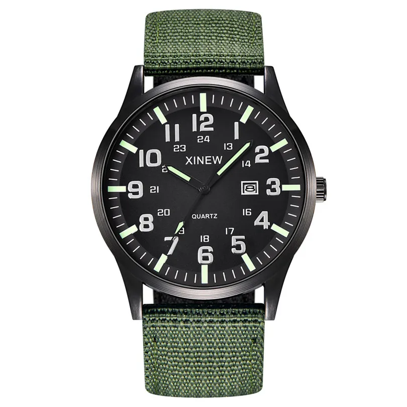 

New Fashion Men Boy Round Dial Nylon Strap Band Military Smart Date Quartz Wrist Watch Gift For Business Man #4M15
