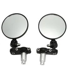 Negro 2 Unids/lote Ajustable Universal de La Motocicleta 7/8 “22mm Manillar End Side Mirror Motocross Moto Scooter Espejos Retrovisores