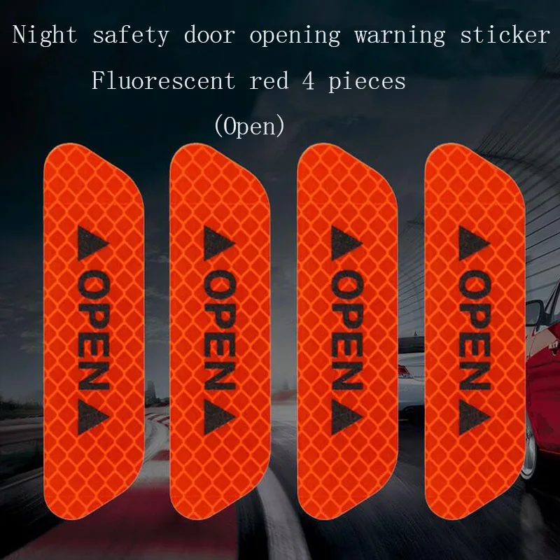 

CDCOTN 4 PCS Of Car Reflective Belt Warning Sign Reflective Car Door Open Safe Night Driving Lighting Auto Products Car Sticker