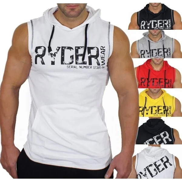

ZOGAA Mens Hooded Sleeveless Tshirts Muscle Bodybuilding Fitness Workout Tees Sport Vest Cotton Running Sweater Man Clothing