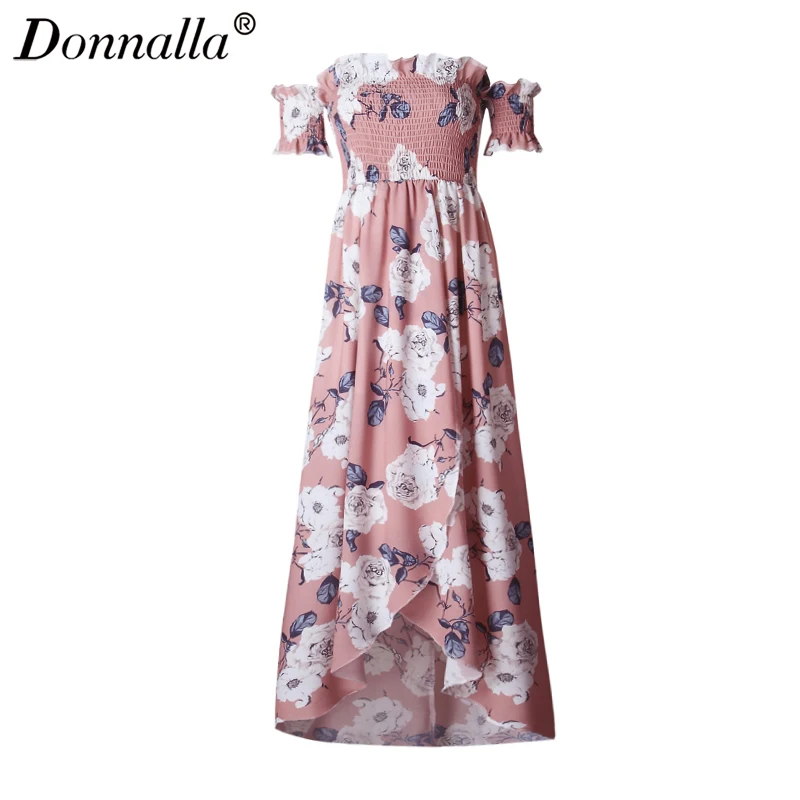 Donnalla Women Summer Print Long Dress New Fashion Ladies Short Sleeve Strapless Split Sexy Floral Printed Maxi Dresses long-floral-maxi : image Donnalla Women Summer Print Long Dress New Fashion Ladies Short Sleeve Strapless Split Sexy Floral Printed Maxi Dresses long-floral-maxi