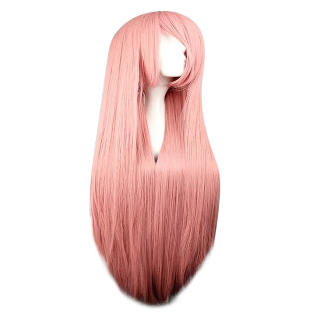 Hairjoy Косплэй вечерние парик Для женщин стороны челка 100 см длинные прямые Синтетический волос 22 Цвета доступны