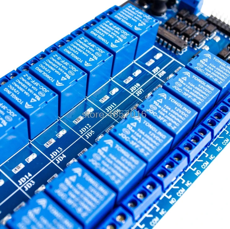 

5pcs/lot 12V 16 Channel Relay Module Interface Board For Arduino PIC ARM DSP PLC W/Optocoupler Protection LM2576 Power