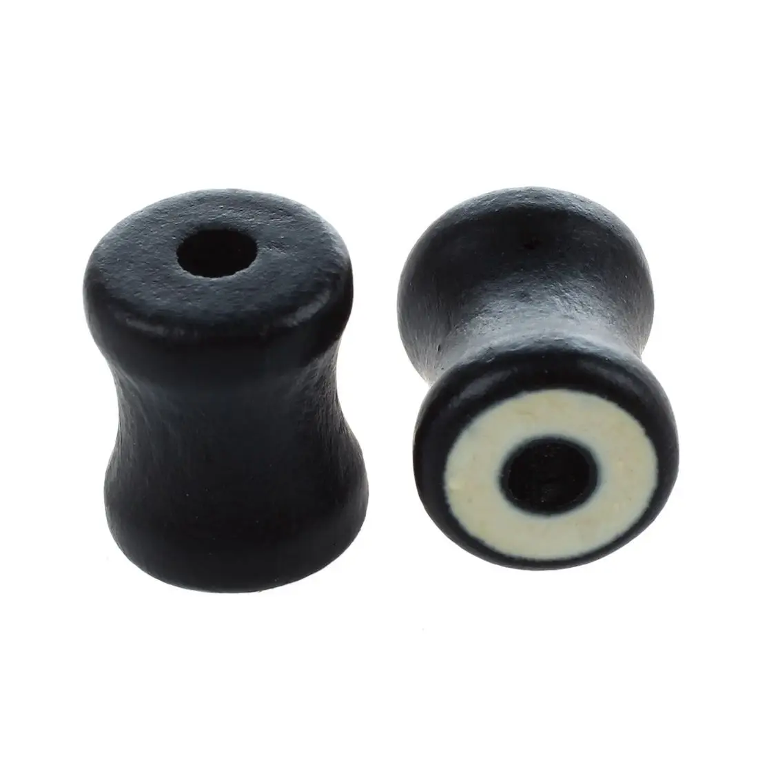 1 Pair White Stripe Black Wood Ear Plugs Gauges Tunnels Piercing