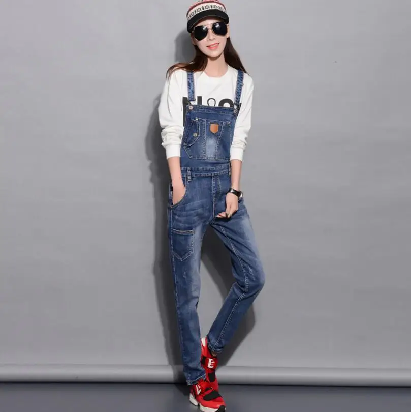 Europe style Denim Jumpsuits Women Fashion Ripped Blue Casual Harlan Overall Jumpsuitsv Female