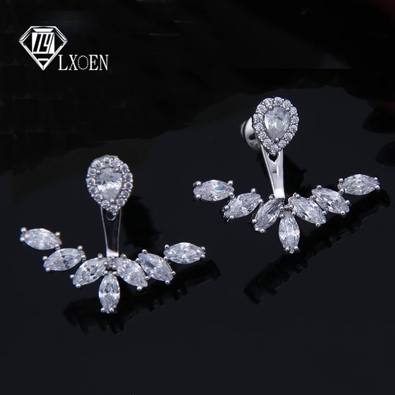

LXOEN Office Cubic Zirconia Stud Earrings For Women Gold Silver color Leaf Earrings for Women earrings nulseras Mujer Gifts