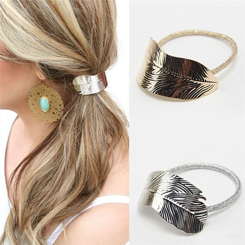 NEW GOODS 2Pcs Fashion Women Lady Leaf Hair Band Rope Headband Elastic Ponytail Holder | Красота и здоровье