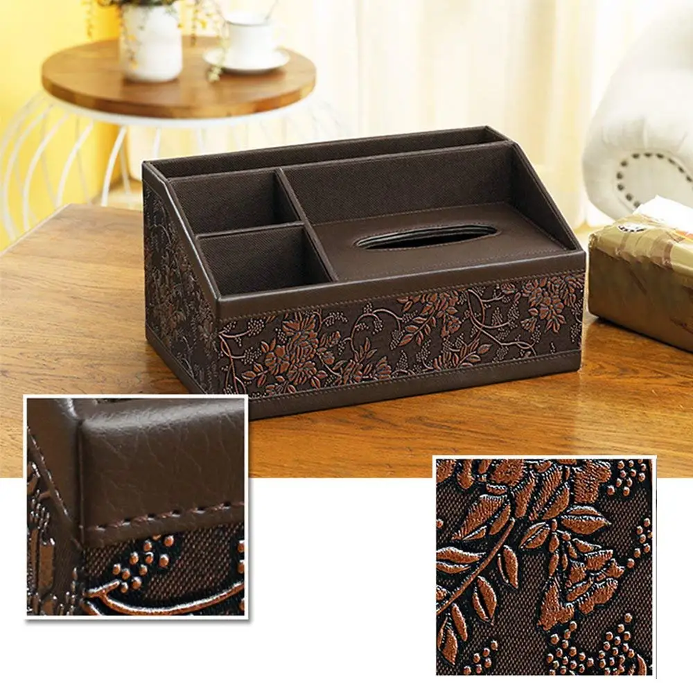 

XRHYY Multifunctional PU Leather Office Desk Organizer Pad Notebook File Holder Card/Pen/Phone/Stationery Storage (Retro Flowe)