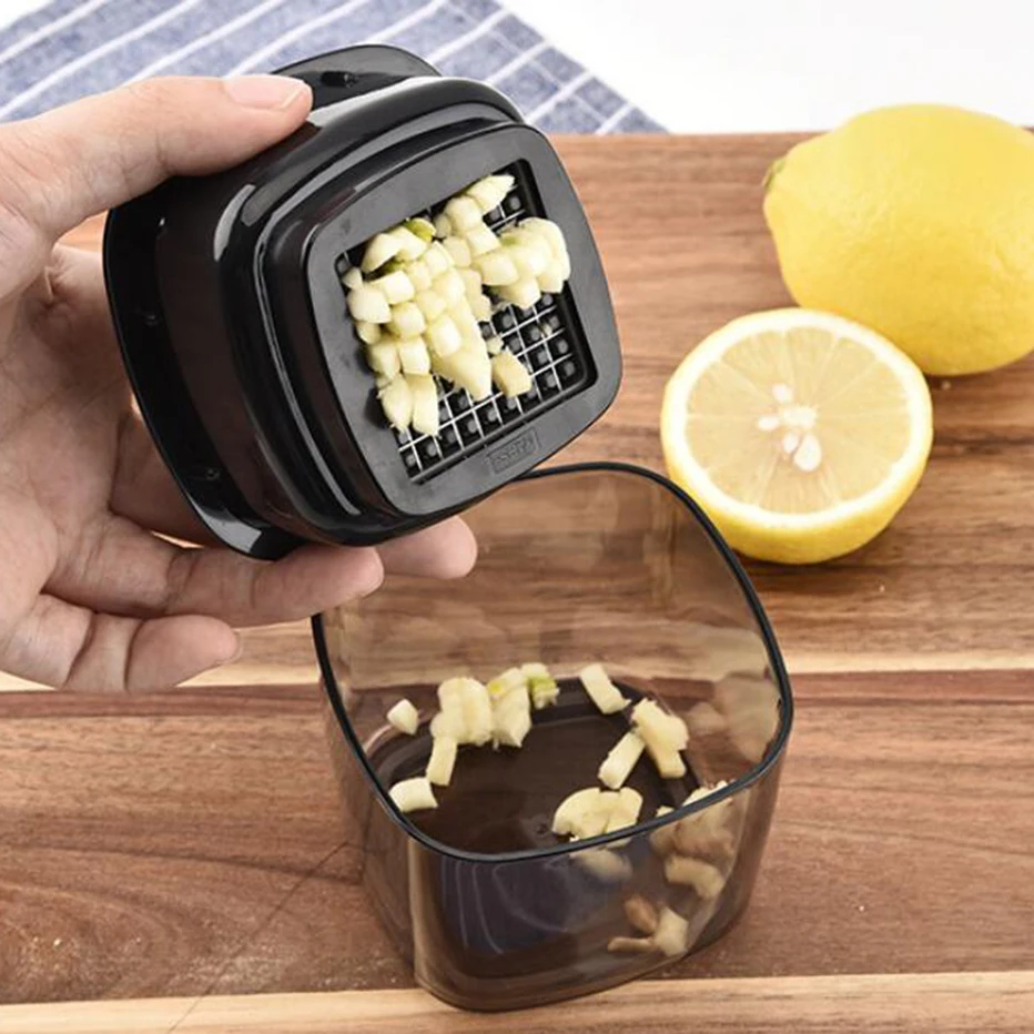 Basedidea Garlic Crusher Black Plastic Garlic Slicer Cutter Multi use Garlic Presser Tool