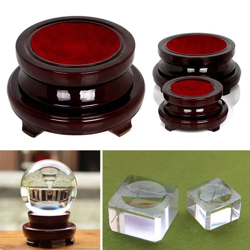 

Vintage Wood Display Stand Base Holder For Crystal Ball Sphere Globe Stone Decor