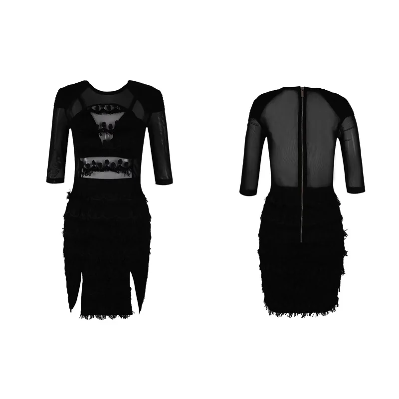 DEIVE TEGER новое летнее подиумное платье, прямое, раздельное, однотонное, Vestidos, открытое, сексуальное, кружевное, вечерние, мини платья знаменитостей BY990