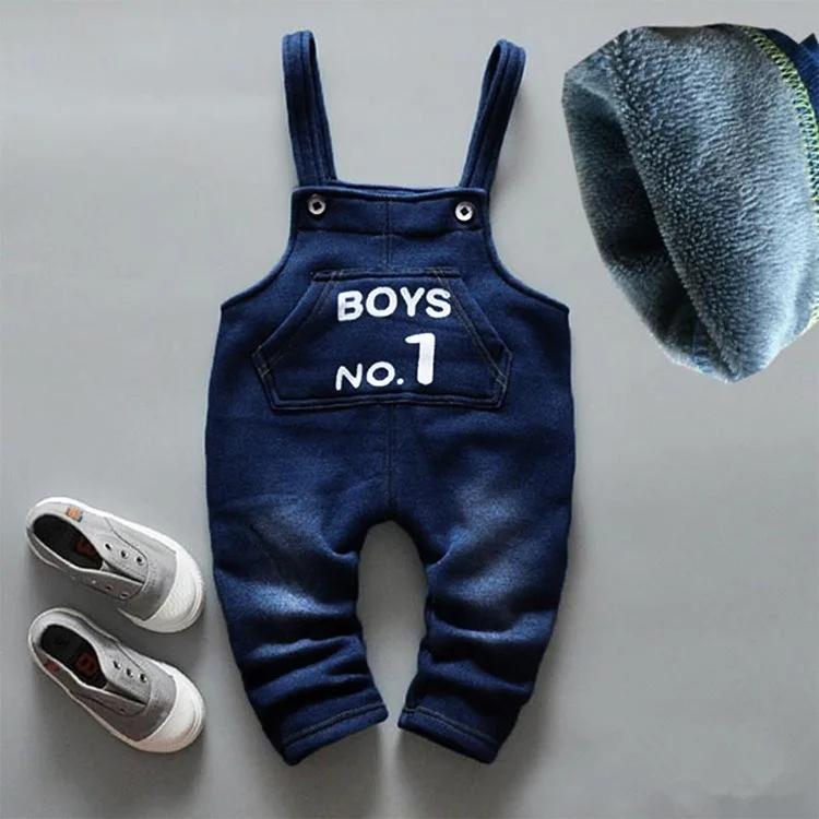Малыш Для мальчиков и девочек одежда маленькая белая детская Nubao хлопка плюс бархат брюки мальчиков джинсовые комбинезоны