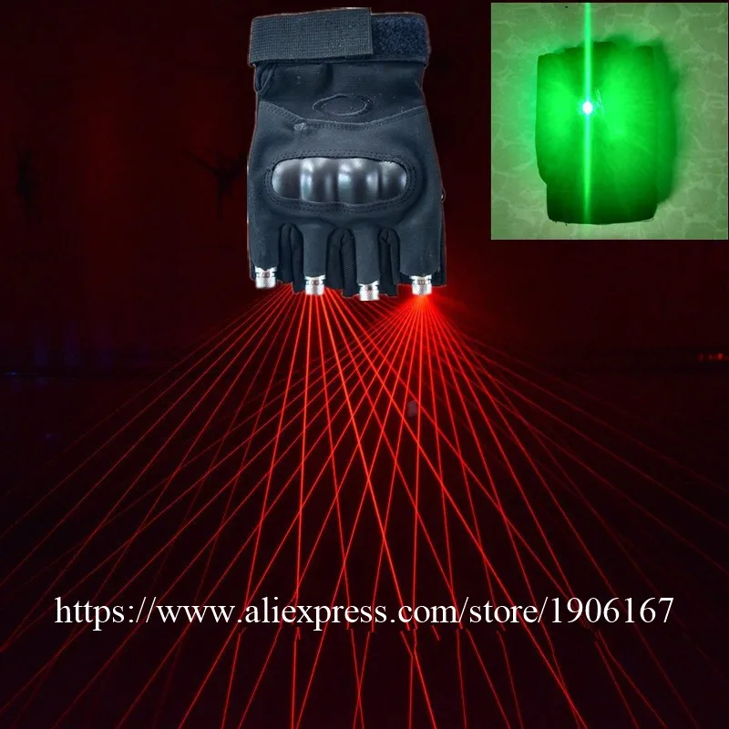 Лазерные перчатки Laserman Show с красными лазерами 532nm 80 мВт со светодиодами зелеными