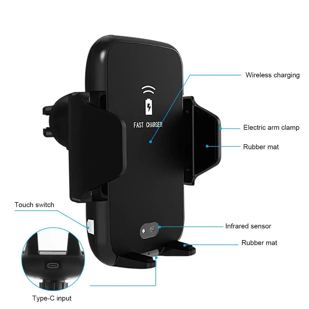 Автоматический зажим Qi Беспроводное Автомобильное зарядное устройство инфракрасный индукционный держатель для телефона автомобильный зарядный кронштейн для iphone X XS XR 8 Plus