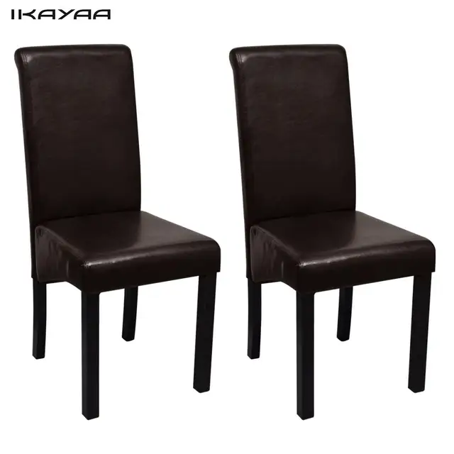 Ikayaa 2 unids tapizados sillas de comedor con cuero marrón para ... Ikayaa 2 unids tapizados sillas de comedor con cuero marrón para ...