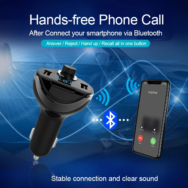 Автомобильный FM трансмиттер CDEN с Bluetooth адаптером автомобильный комплект громкой