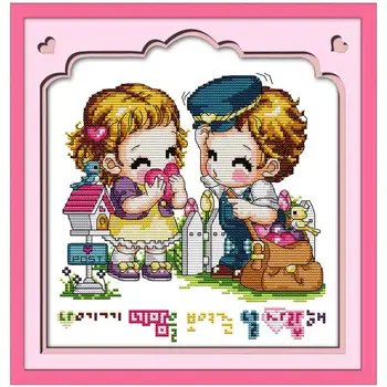 

Love Postman Patterns Counted Cross Stitch 11CT 14CT Cross Stitch Set Wholesale Cartoon Cross-stitch Kit Embroidery Needlework