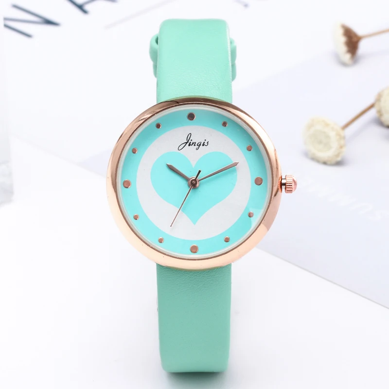 

bayan kol saati Dropshipping New Women's Fashion Love dial Roman Faux Leather Analog Quartz Wrist Watch Relogio Feminino dress