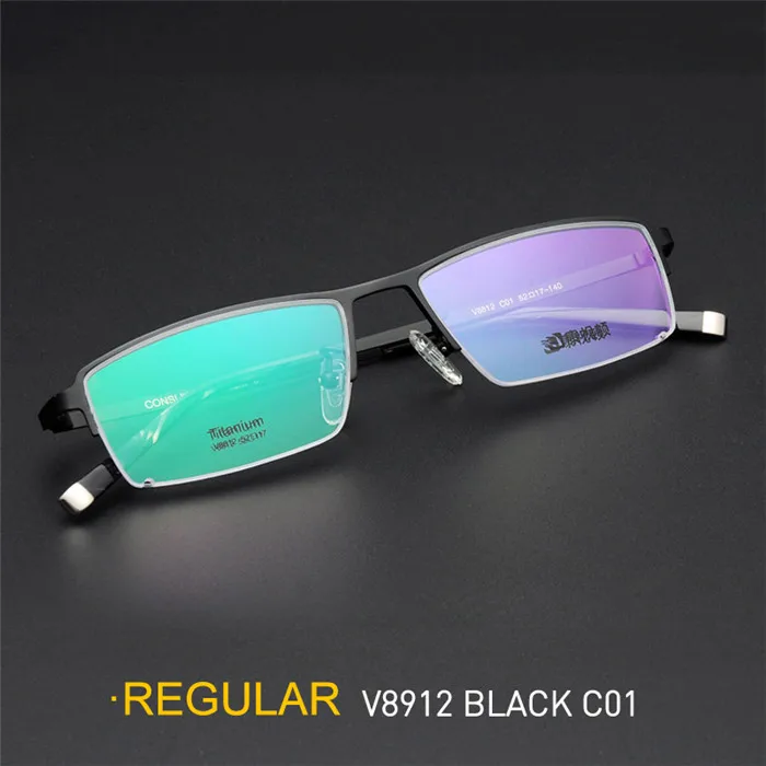 Очки из чистого титана, оправа для мужчин, полуоправа, формальные очки, титановые оптические очки, ультралегкие очки для глаз V8912 - Цвет оправы: V8912 C01