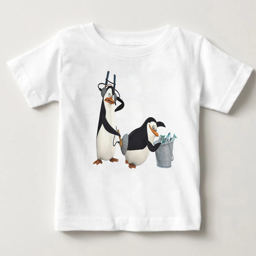 

Madagascar Penguin children t shirt 2018 sell hot summer boys and girls favorite animated short sleeved baby penguin clothes MJ