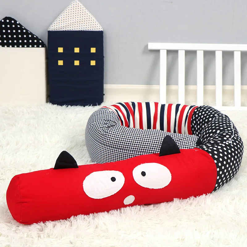 

2m Cartoon Red Baby Bed Accessories Stripe Bumper In Bed Around Guardrail Baby Bed Enclosure Defence Pure Cotton Bedding