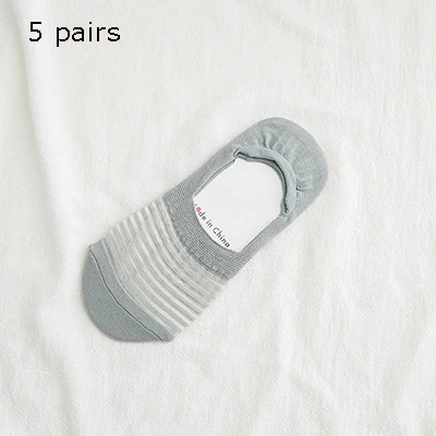 Женские летние короткие носки, 5 пар, яркие носки, женские носки-башмачки, тапочки, женские ажурные носки с вырезами - Цвет: gray