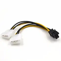 10 шт. 6 дюймов 2 x Molex 4 pin до 6-pin pci express видео карта pci-e ATX PSU мощность конвертер Кабель-molex на PCIe 6-контактный адаптер