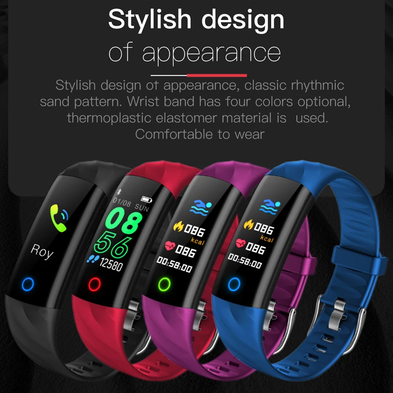 2019 New Smart Sport Watch Pedometer Heart Rate Monitor Blood Oxygen Fitness Tracker Smart Wristband Sport Watch Swim Waterproof