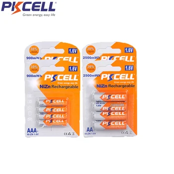 

PKCELL 8Pcs AAA 1.6V Rechargeable Battery 900mWh and 8Pcs AA 1.6V NIZN Rechargeable Batteries 2500mwh NIZN Batteria For Toys