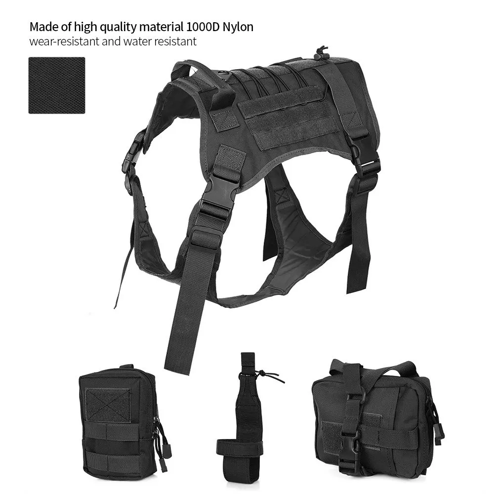

Training Vest Harness, Dog Harness Walking Pet Harness with Detachable Pouches & Handle Front Clip Vest Harness Outdoor for Dogs