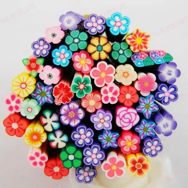 Aliexpress 50 Pcs Fimo Canes Stick 3d Nail Art Blueness 50pcs 3d Nail Charms Jewelry 6 Mm Black Resin Flower Design Decorations For Nails Stud