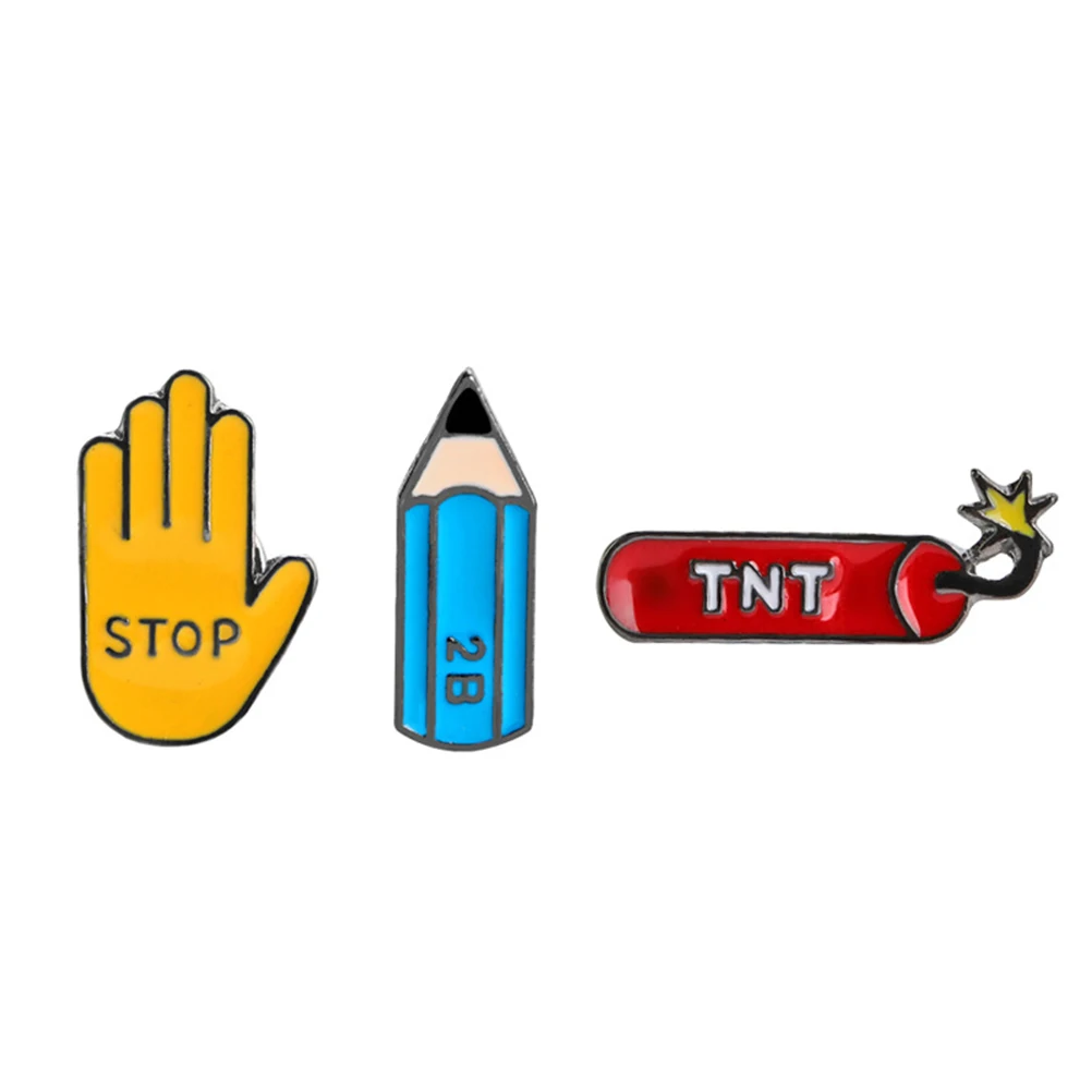 3 шт. эмалированные Мультяшные броши в виде капли масла ручной TNT 2B брошь