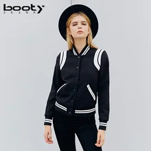 Bootyjeans женская одежда высокого качества черные бейсбольные куртки короткий дизайн однобортный Тонкий v-образный вырез повседневное пальто уличная