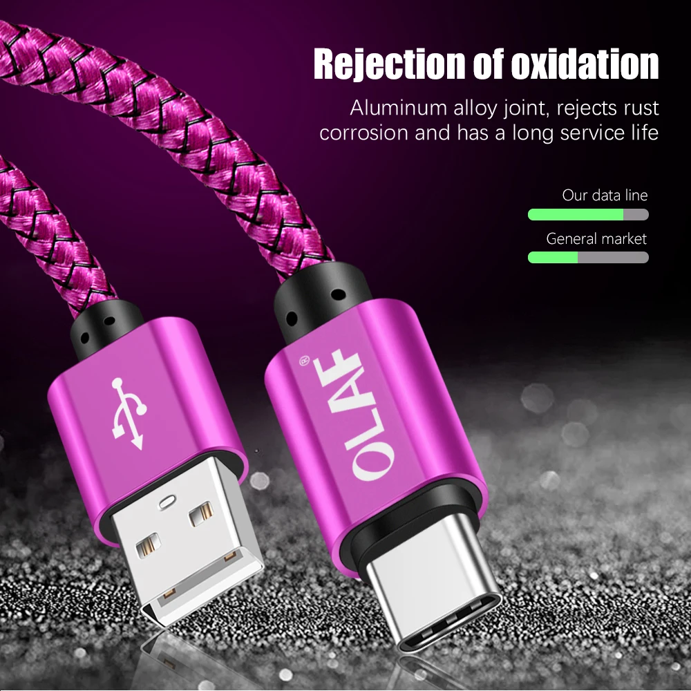 Олаф USB-C usb type-C кабель 3 м 2 м 5 в 2,4 А кабель для быстрой зарядки для samsung s9 s8 note 8 9 huawei xiaomi mi6 mi 8 oneplus type-c