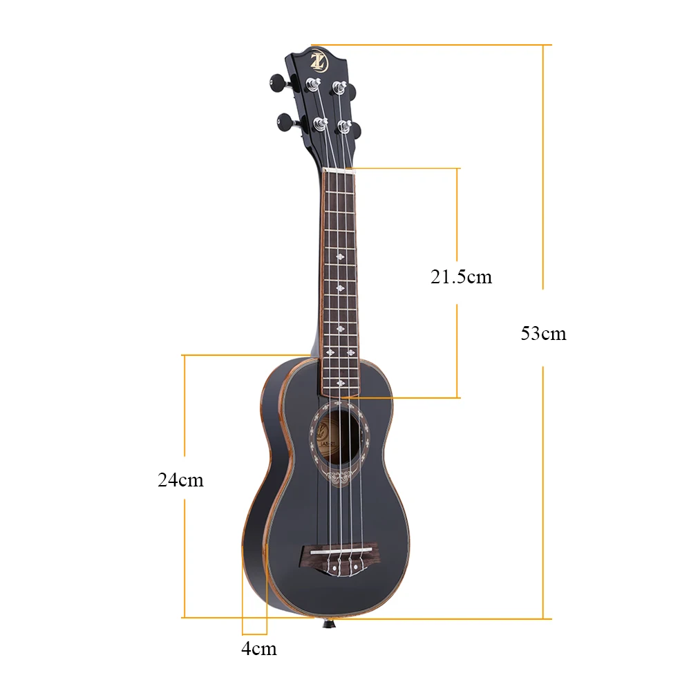 Высокое качество 2" Сопрано укулеле 4 строки ель Гавайская гитара Гавайи Гитара ультратонкие специальный черный цвет