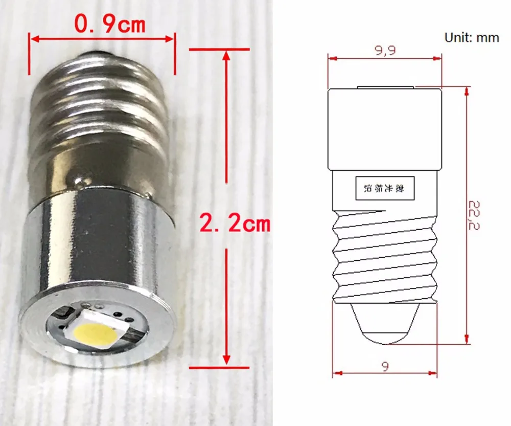 LED 포커스 손전등 교체 전구 토치, 작업등 램프, E10 P13.5S BA9, 1W, DC3V, 3.7V, 4.5V, 6V, 7.5V, 9V, 12V, 15V 전구