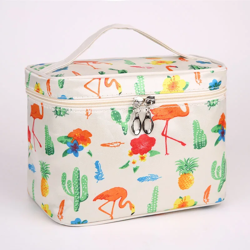 Cute Flamingo New women bag Nylon Waterproof Travel Toiletry Storage Bag Large Capacity Cosmetic bag HLN02 - Цвет: white