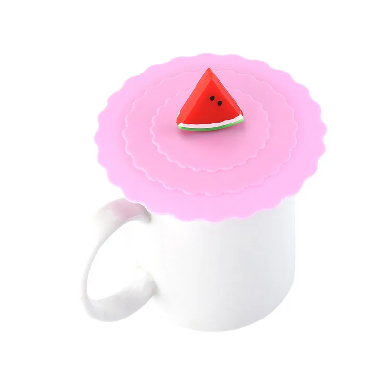 Пищевые силиконовые крышки для чашек модные креативные крышки для чашек термостойкие милые безопасные здоровые термоизоляционные крышки для чашек - Цвет: Pink strawberry