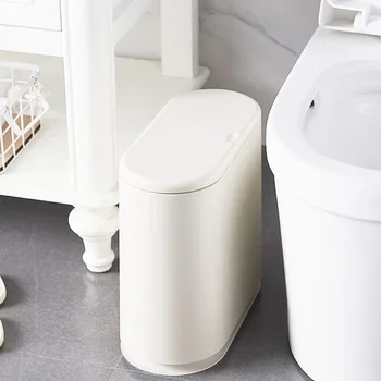 

Trash Can Double Layer Plastic Stylish Garbage Press Type Can Capacity with Trash Bag Holder Trash Bin for Home Office Hotel 、