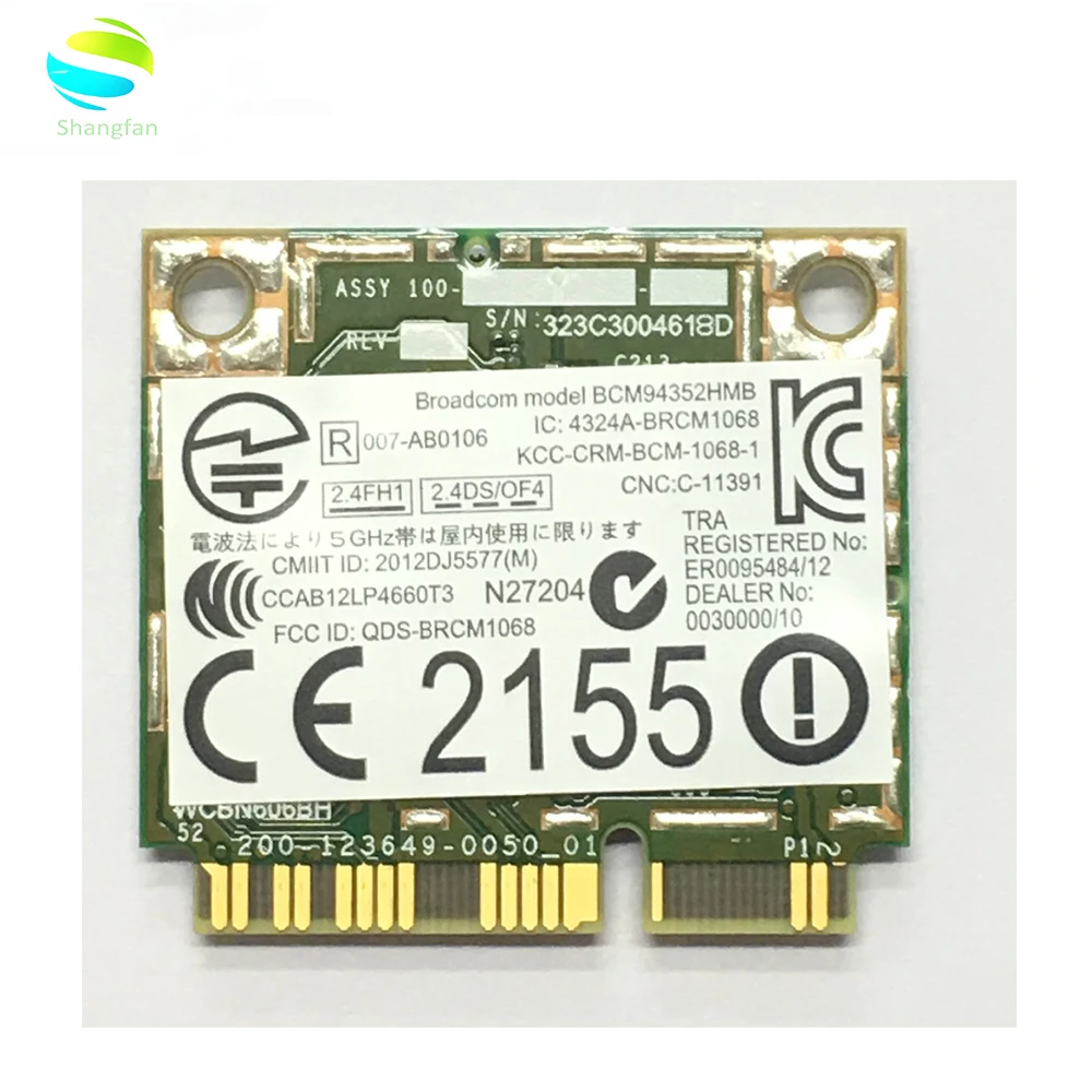 Сетевая карта BCM94352HMB DW1550 BCM94352 802 11/ac 867 Мбит/с wifi полумини PCI E беспроводная с
