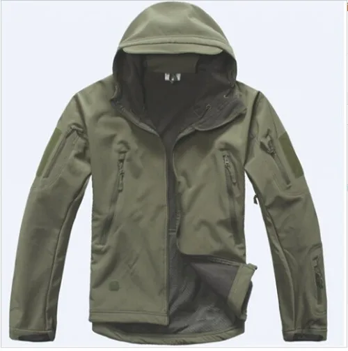 Модернизированная Тактическая Военная куртка из кожи акулы, флисовая куртка V4, водонепроницаемая флисовая куртка, Мужская армейская куртка с капюшоном - Цвет: Army green